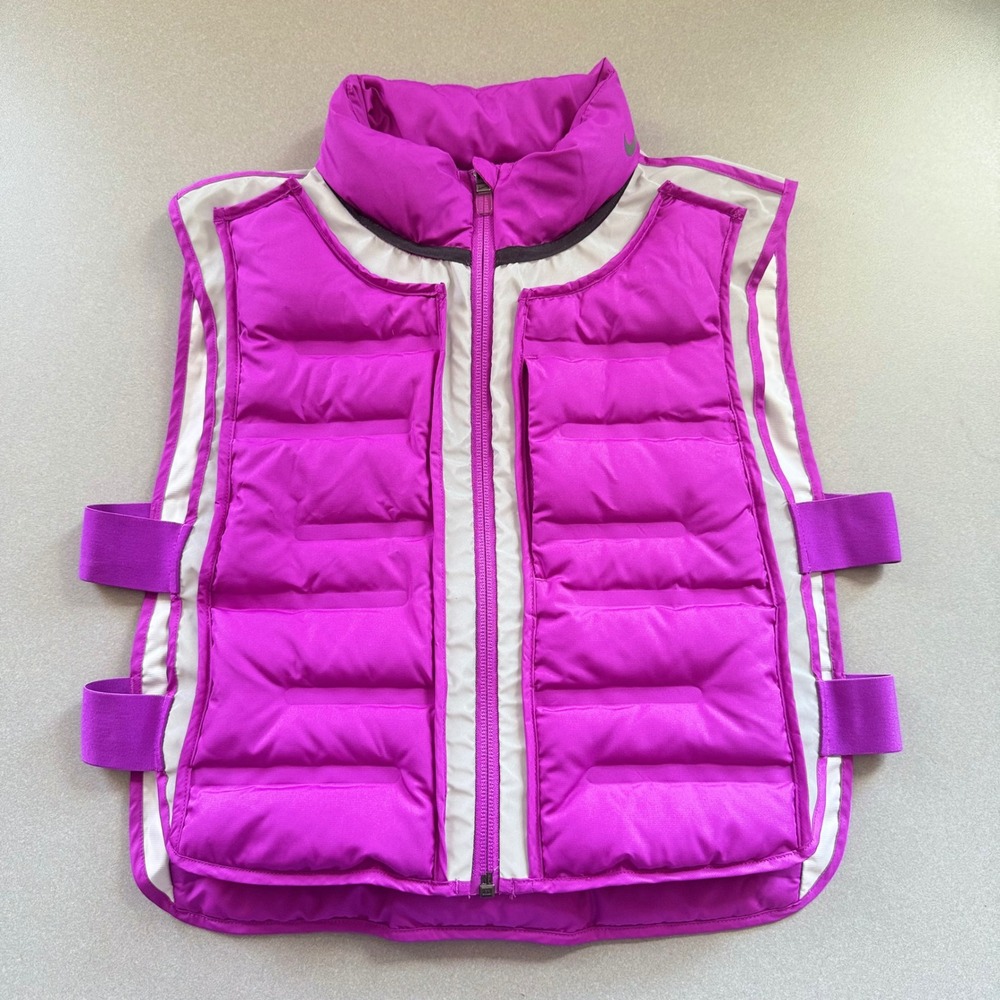 Nike Aeroloft 800 Down Running Vest Purple Magenta Womens Small Reflective Zip